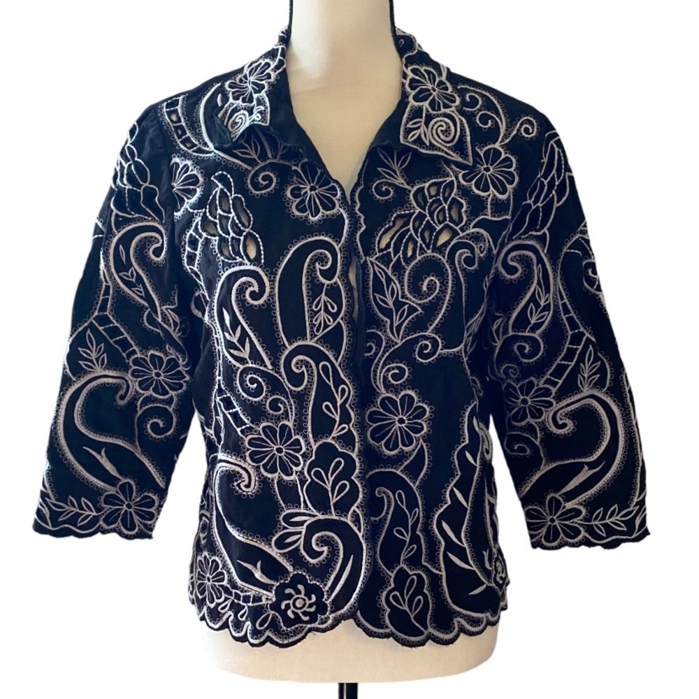 Coldwater creek embroidery jacket size 8